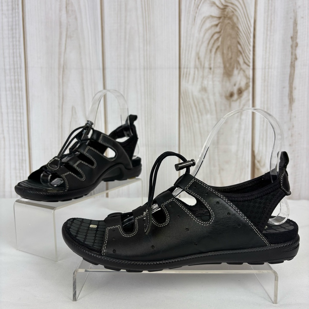 Ecco Sport Sandals Leather Comfort Athletic Outdoor Casual Shoe Black Size 7-7.5
